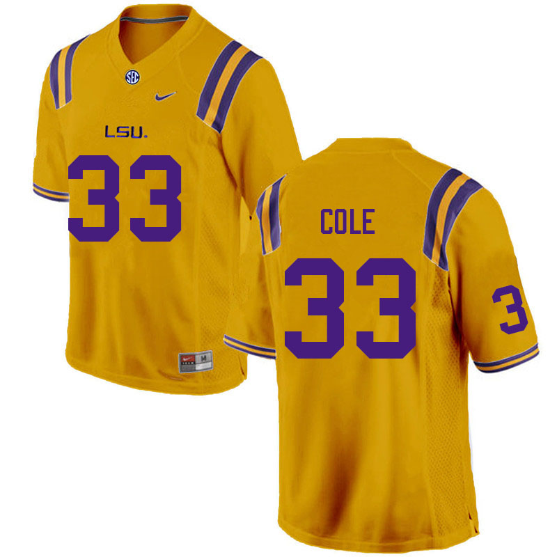 Men #33 Lloyd Cole LSU Tigers College Football Jerseys Sale-Gold